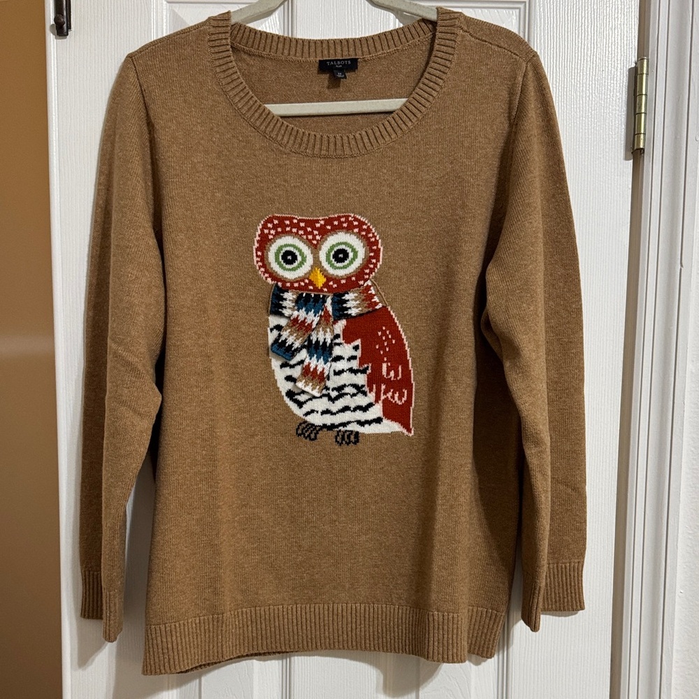 Tan Sweater with Owl Design
